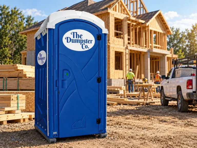 The Dumpster Co. porta potty on a new home construction site