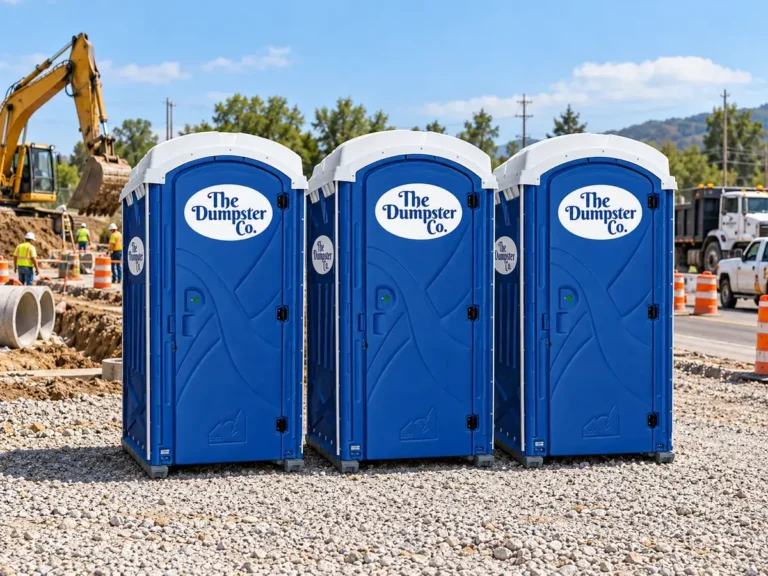 Three The Dumpster Co. portable toilets at an excavation and utility job